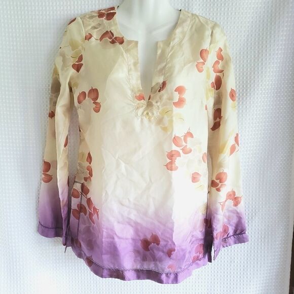 Lucky Brand Silk long sleeve tunic top XS - Picture 1 of 7